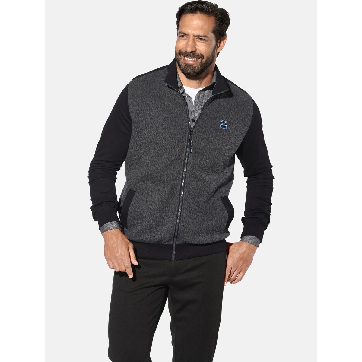 Veste en molleton LARSHEIM gris mélange, JAN VANDERSTORM