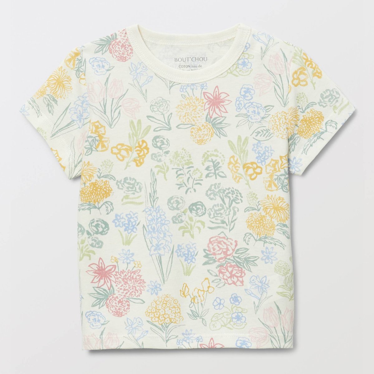 T-shirt manches courtes imprimé en coton BIO GOTS naturel, BOUT'CHOU