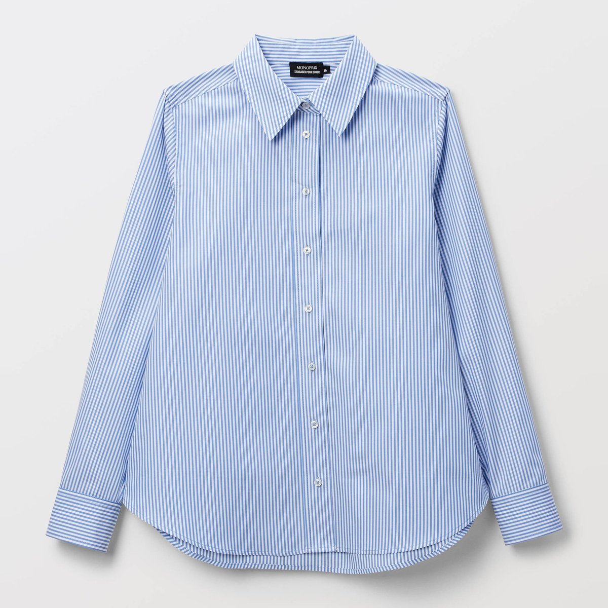 Chemise manches longues rayée en coton BIO GOTS lupin, MONOPRIX