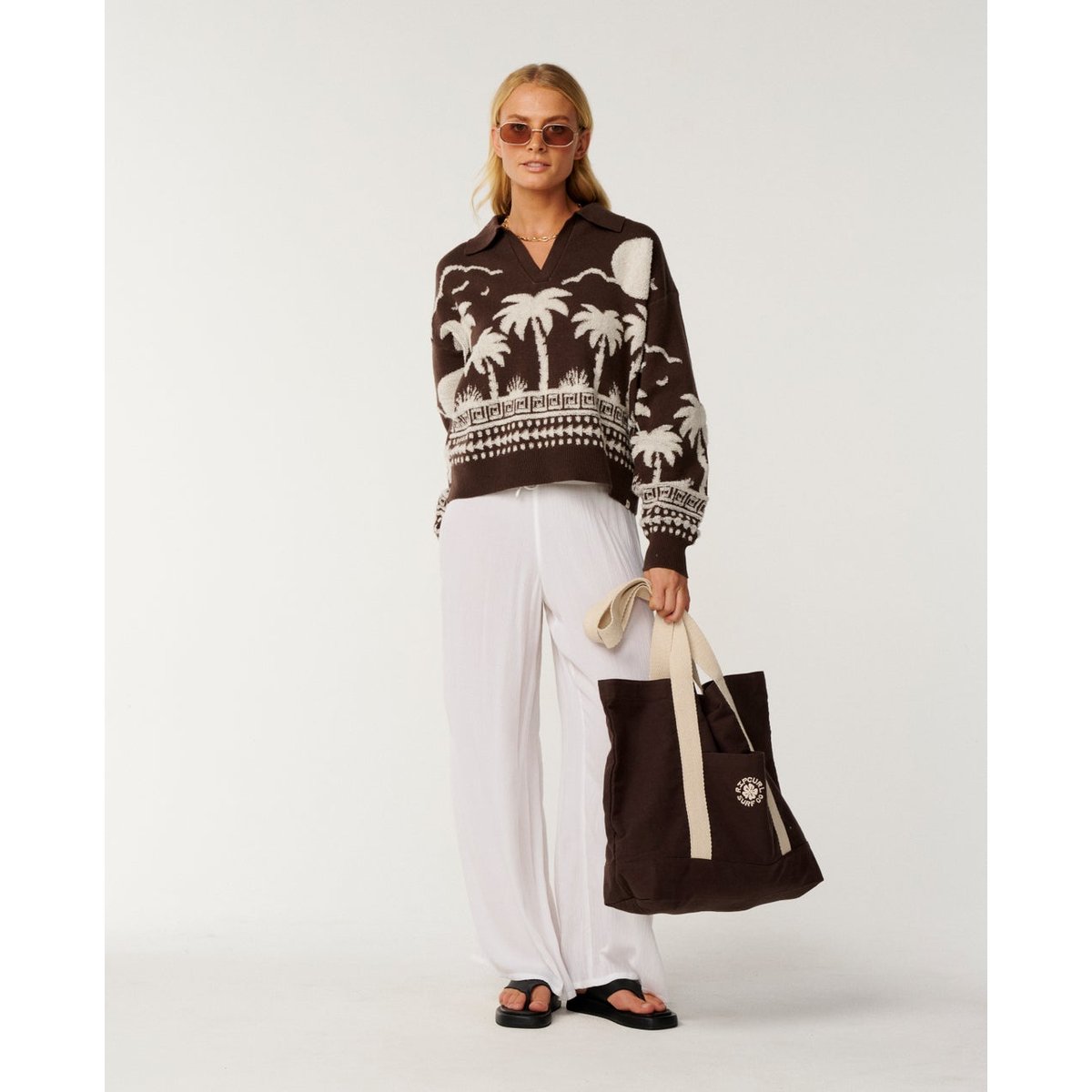 Pull zippé PARAISO JACQUARD marron, RIP CURL
