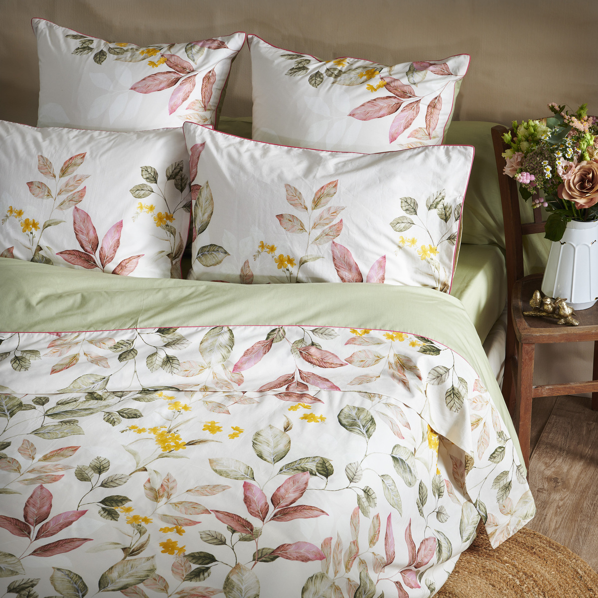 Housse De Couette   Percale De Coton - MARIA fleurs, TRADITION DES VOSGES