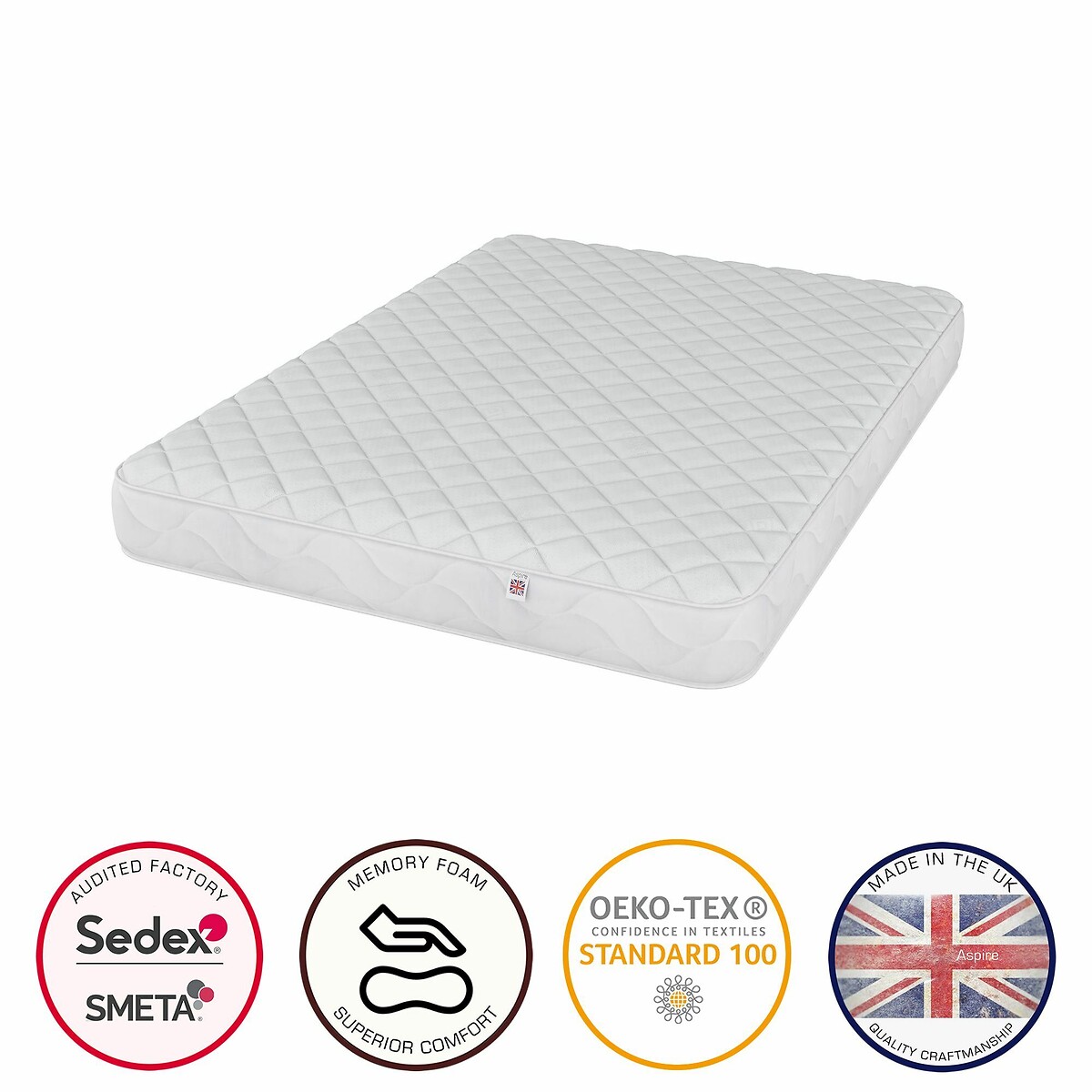 Kids Memory Foam Hybrid Mattress with OEKO-TEX Fabric white, ASPIRE