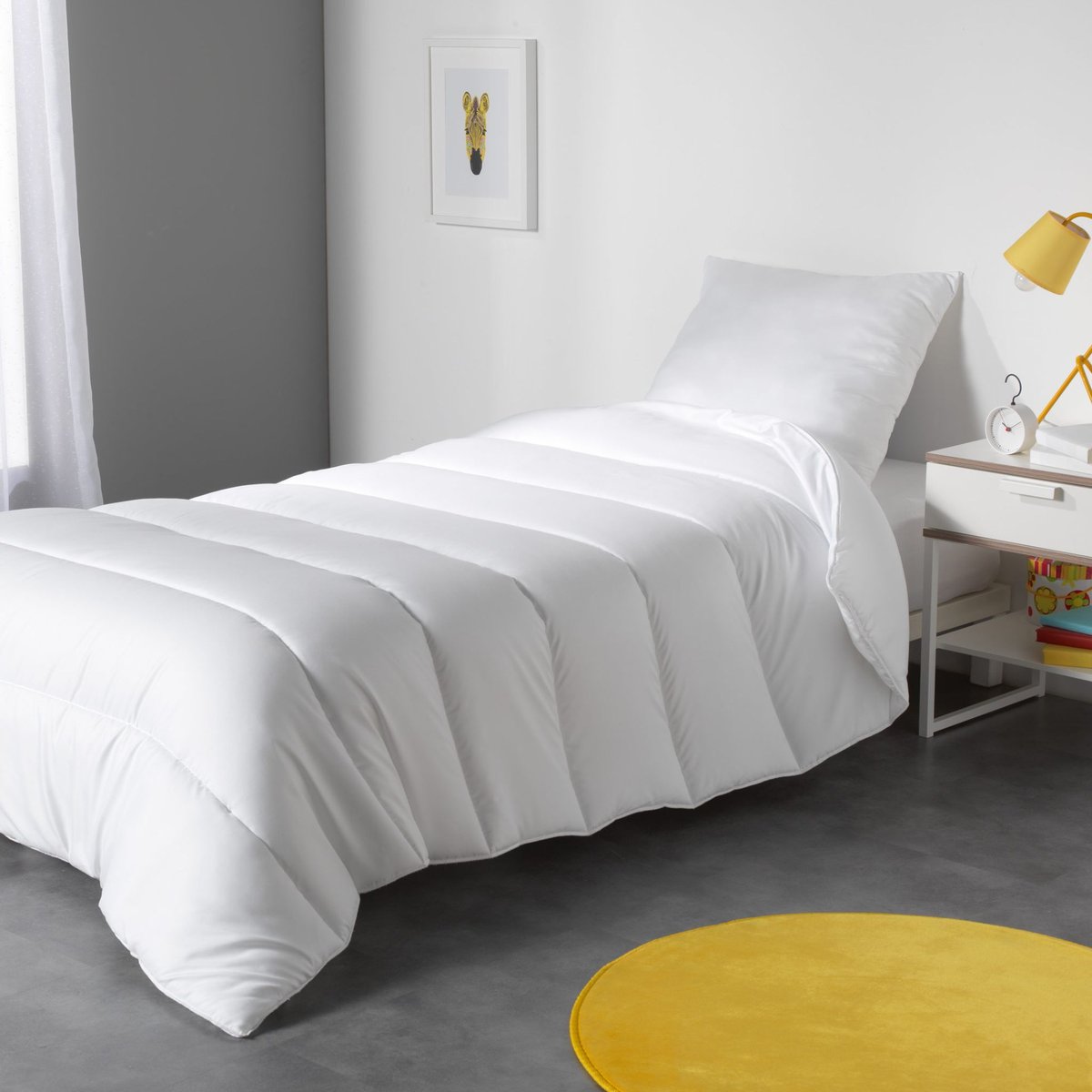 Couette polyester uni confort blanc, DOUCEUR D'INTÉRIEUR