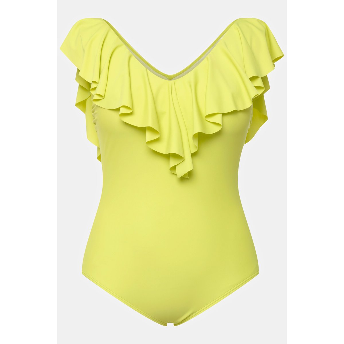 Maillot de bain une pièce à volant jaune fluo, ULLA POPKEN