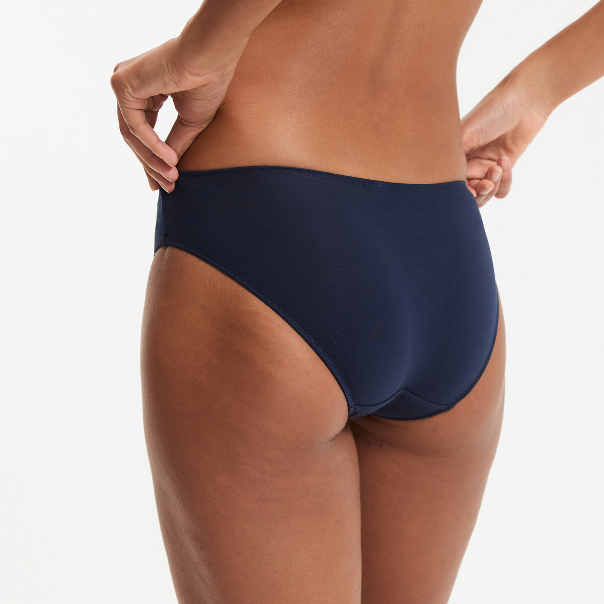 Lot de 2 slips en coton brodé Galya bleu marine, LA REDOUTE COLLECTIONS