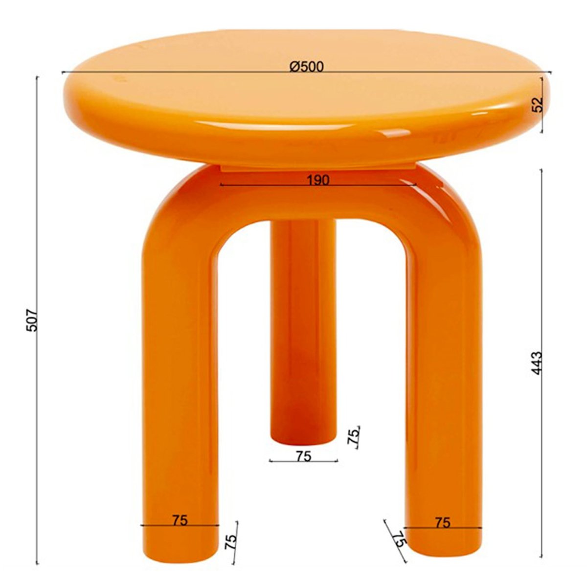 Table d'appoint Eliano 50cm orange orange, KARE DESIGN