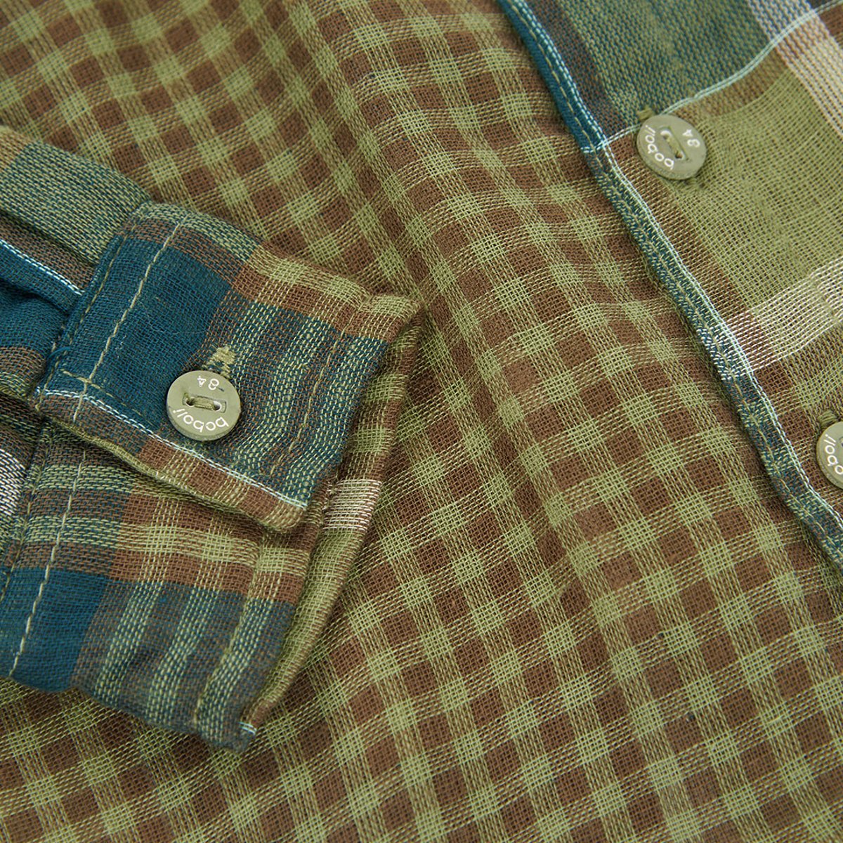 Chemise garçon à carreaux avec patch montagne multicolore, BOBOLI