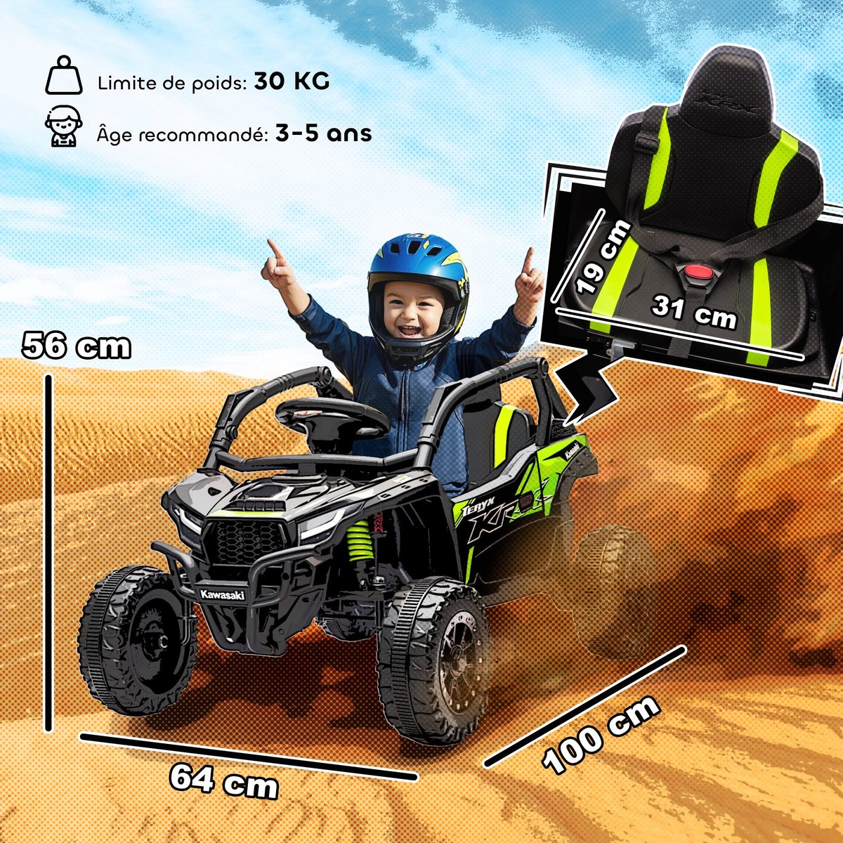 UTV électrique pour enfants PP Noir noir, AIYAPLAY