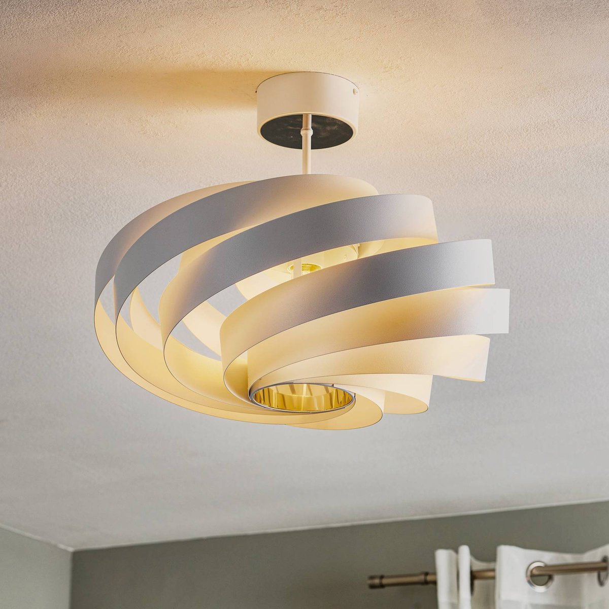 Plafonnier en métal moderne, Tori blanc, EULUNA