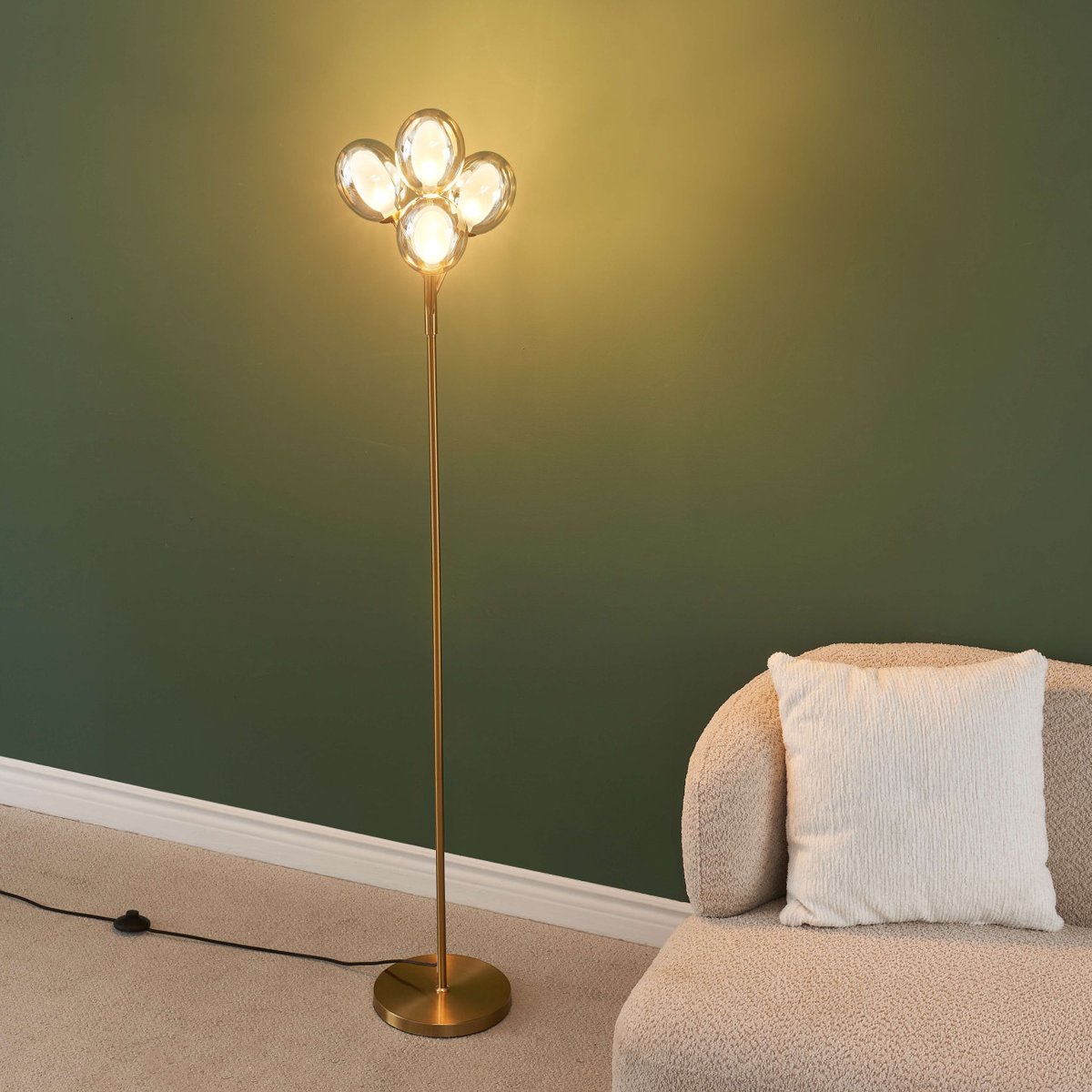 Lampadaire bouquet lumineux chic - SERYN laiton et ambré, KOSILUM