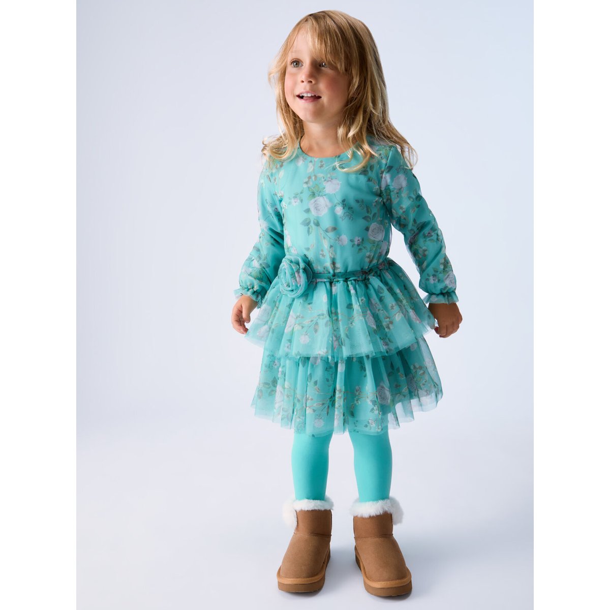 Robe courte en tulle imprimé vert, LIU JO