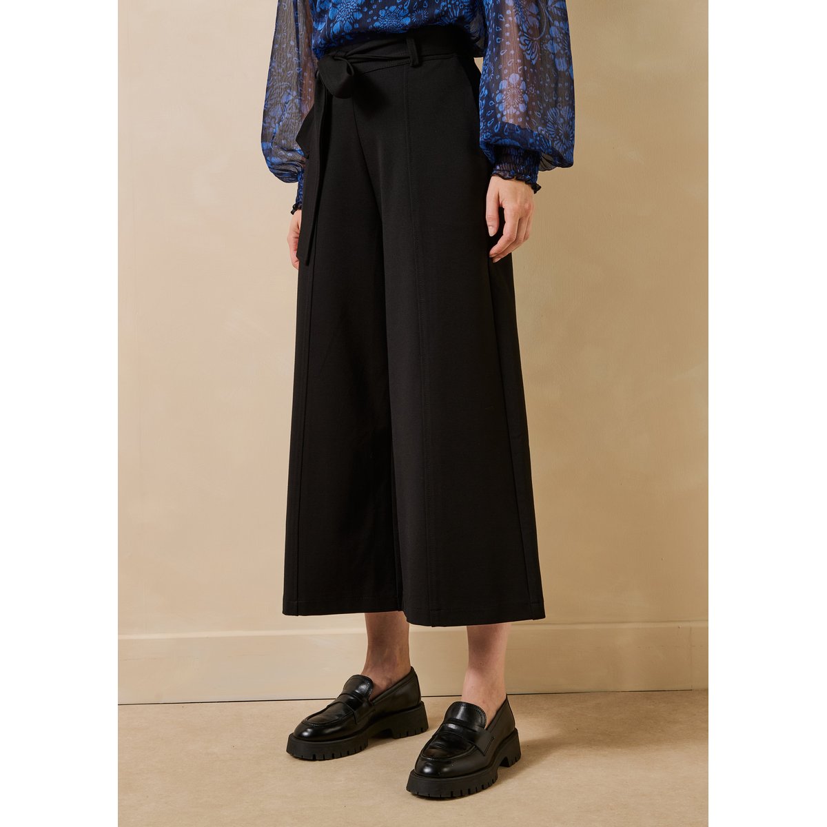 Pantalon large jupe-culotte 7/8ème noir, LA FEE MARABOUTEE