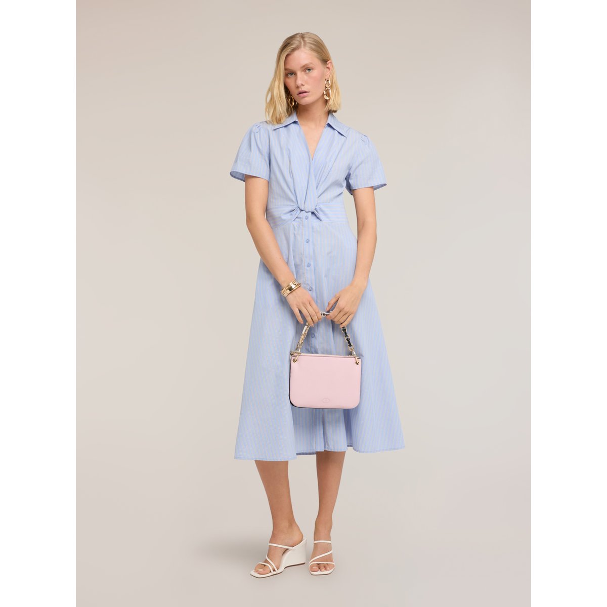 Robe chemise midi à rayures light - blue, MOTIVI