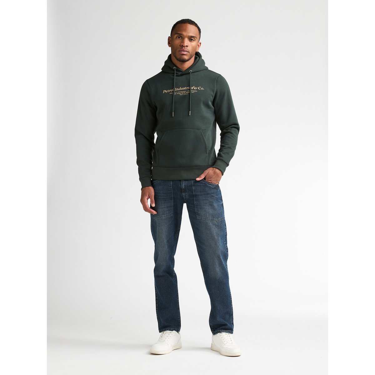 Sweat à capuche raglan imprimé cedarwood vert deep green, PETROL INDUSTRIES