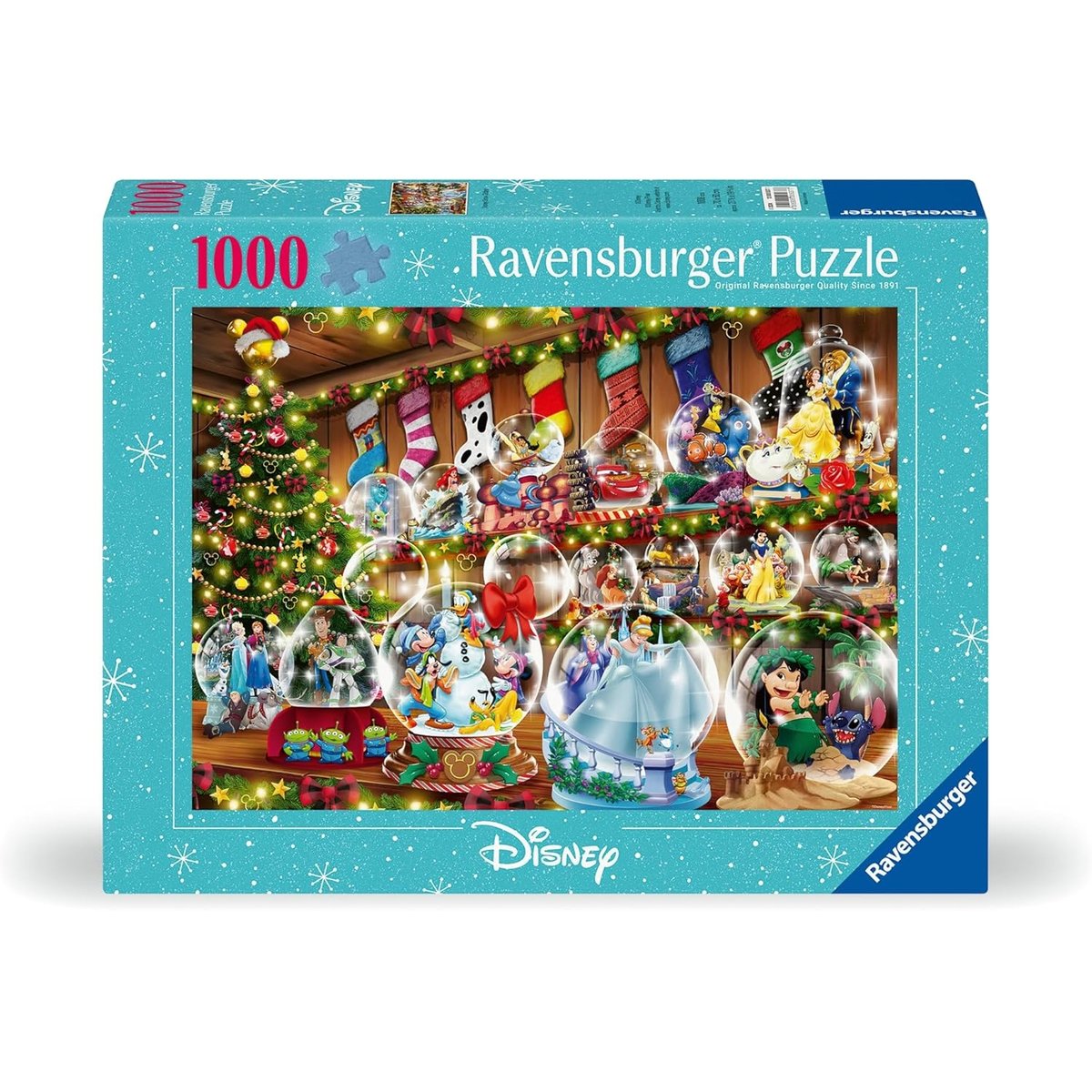 Puzzle Boules à neige Disney 1000 pcs bleu, RAVENSBURGER