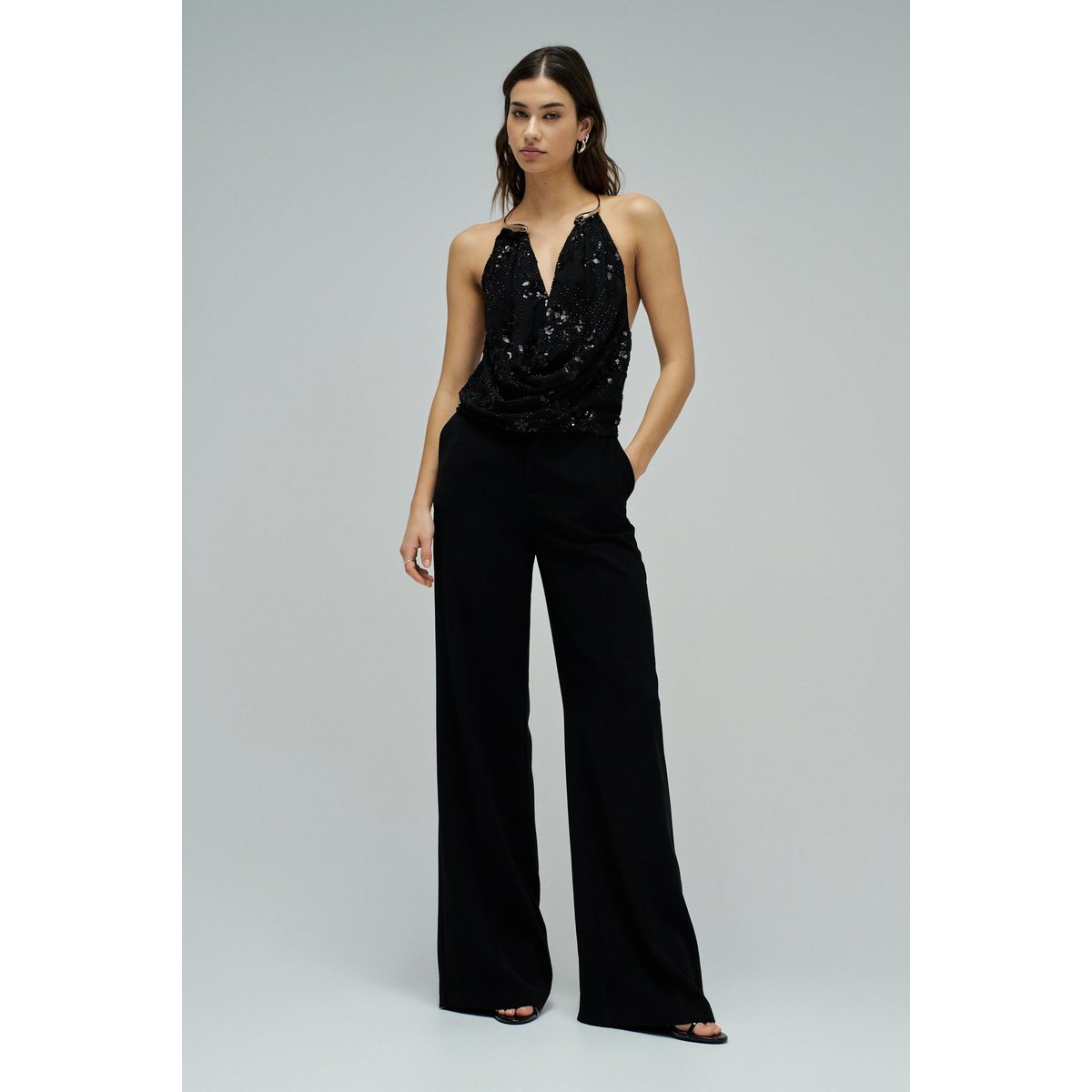 TOP EN SEQUINS noir, SALSA JEANS