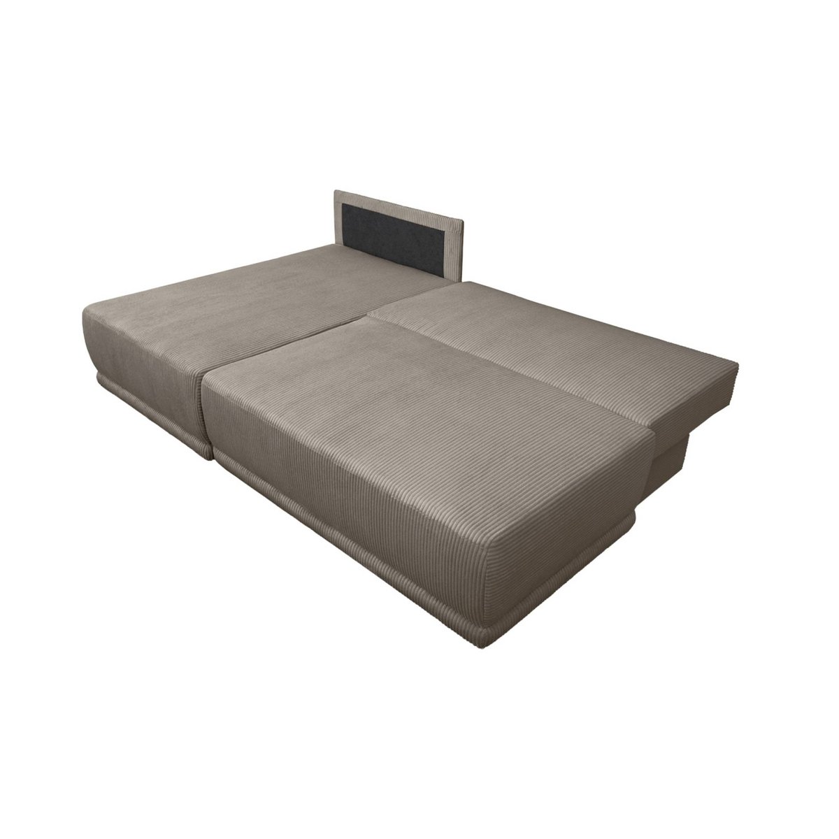 Banquette canapé d'angle gauche convertible 3 places velours côtelé avec coffre NELSON taupe, SWEEEK