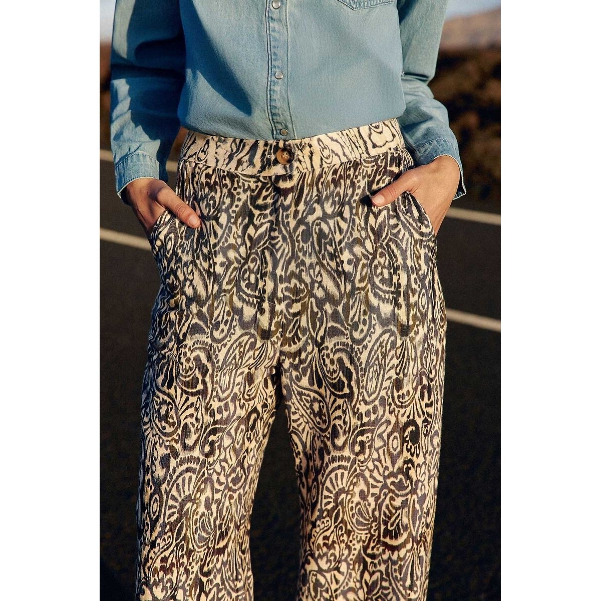 Pantalon large imprimé, PAULINA imprimé bleu marine, LA PETITE ETOILE