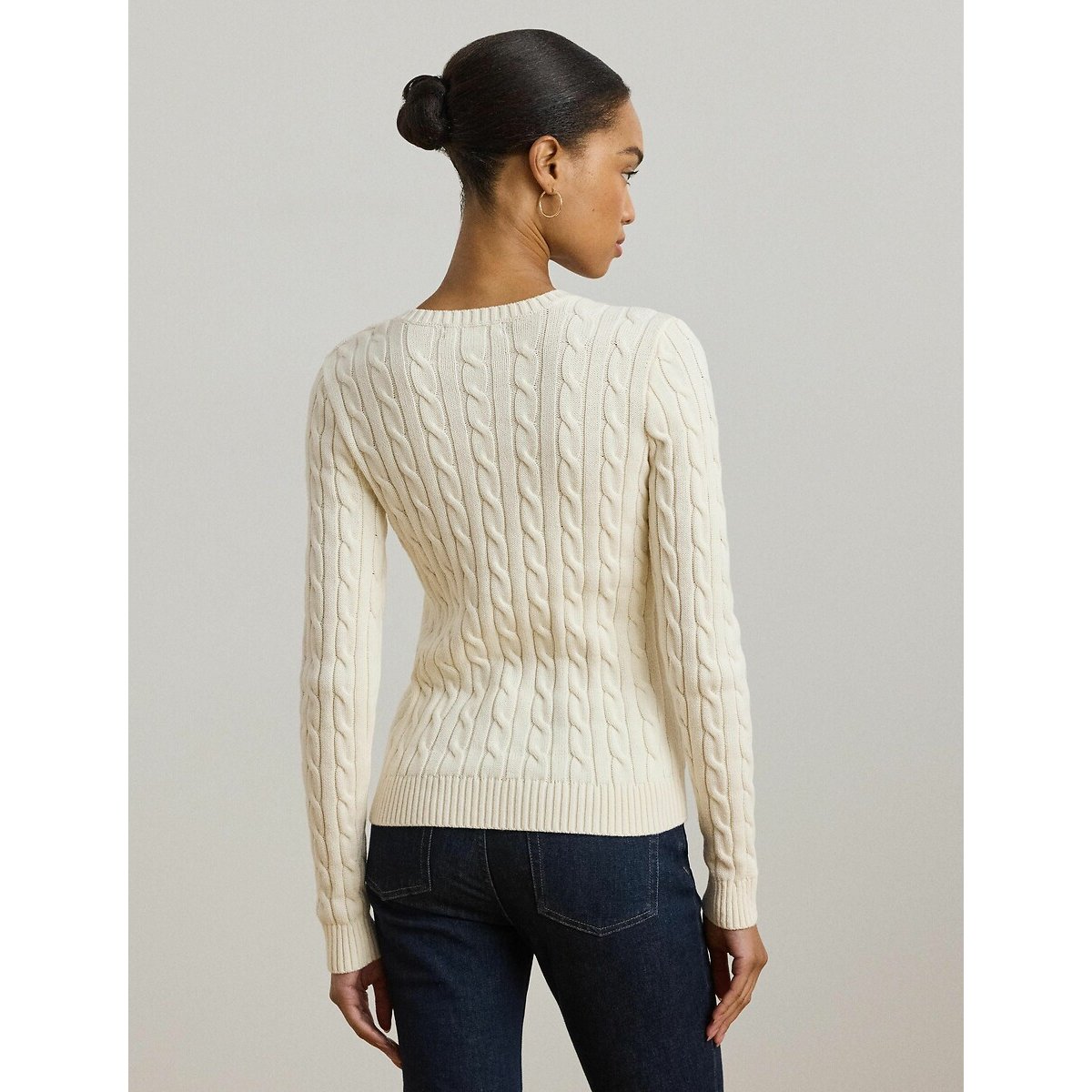 Pull col rond en maille torsadée ecru, LAUREN RALPH LAUREN