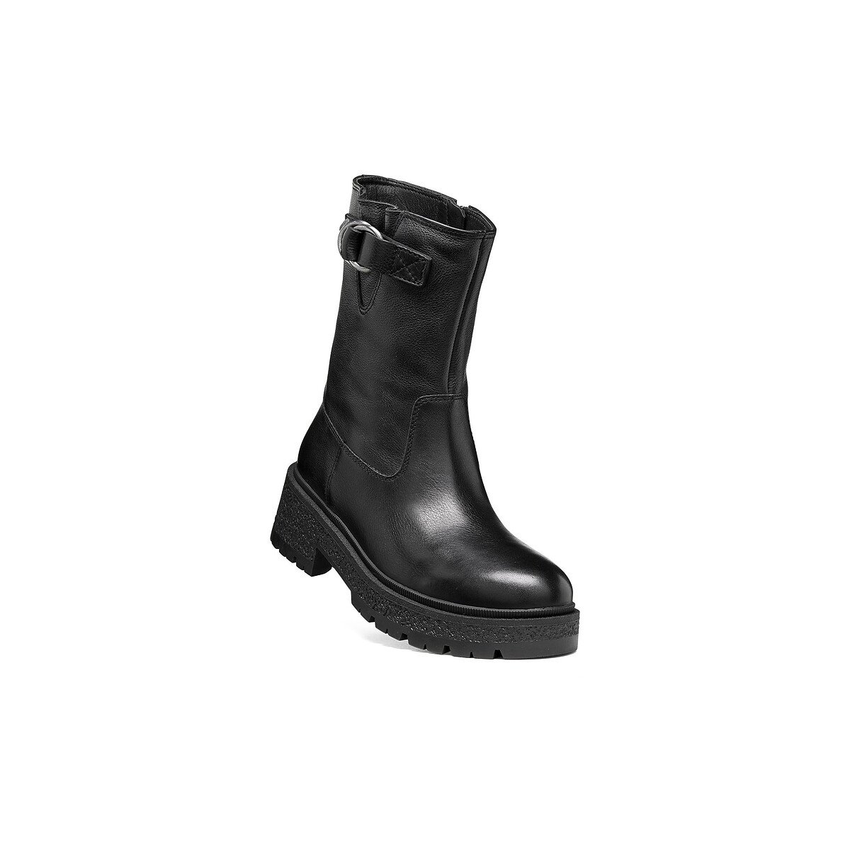 Botas de cano médio em pele, EIVETTE preto, GEOX