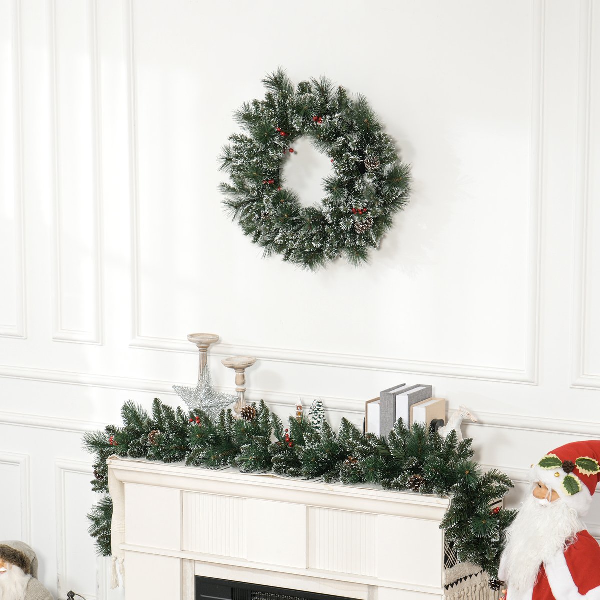 Couronne de Noël Plastique Vert vert, HOMCOM