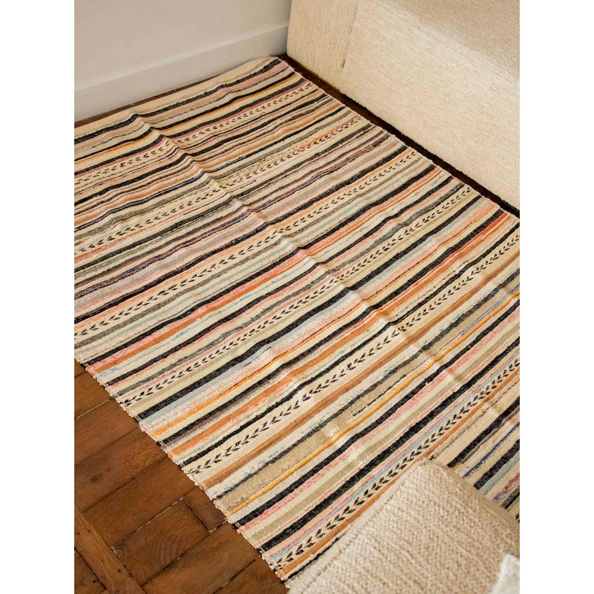 Tapis en lin et coton Olivier N°110 - Bon état multicolore, DEBONGOUT