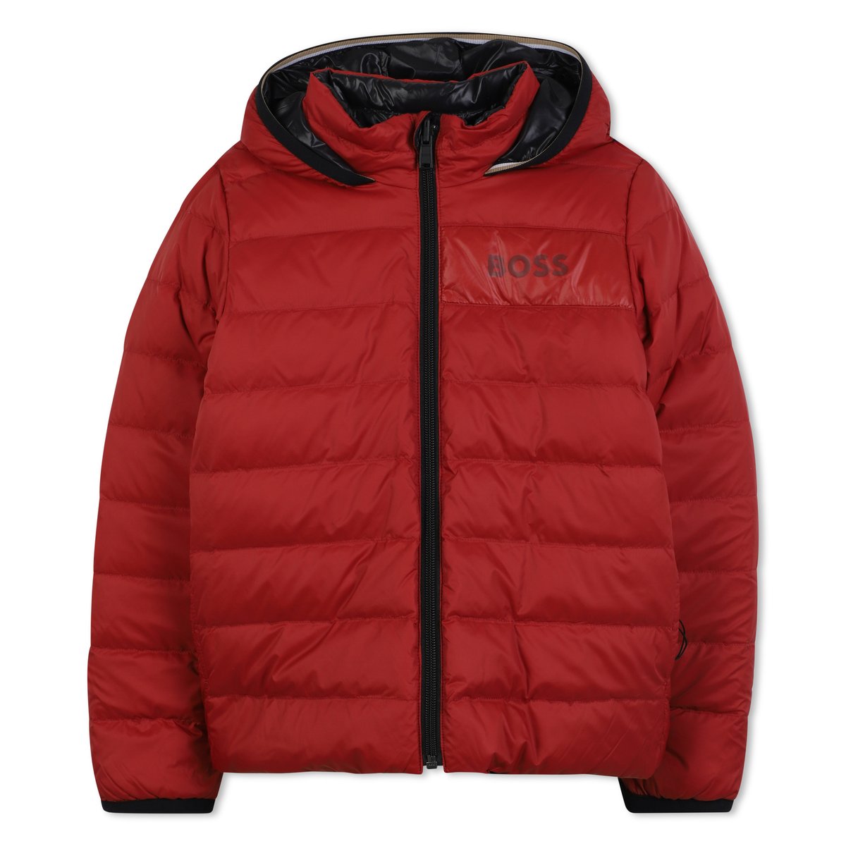 Chemise en duvet réversible avec capuche grenade, BOSS KIDSWEAR
