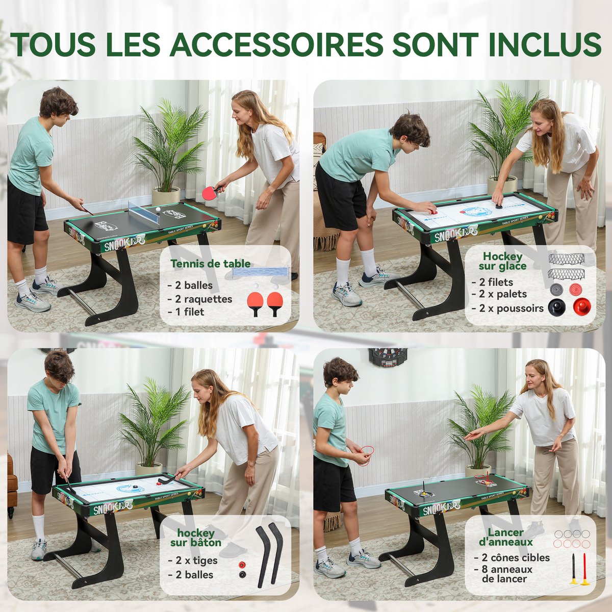 Table de billard multifonctionnelle MDF multicolore, HOMCOM