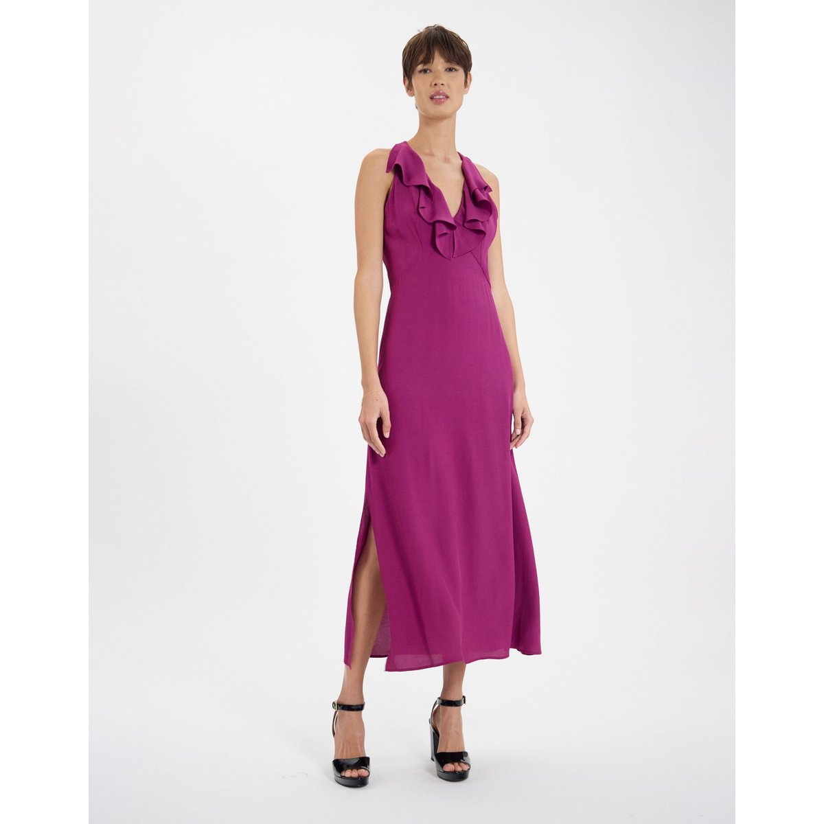 Robe Victorine en viscose mélangée violette purple, INES DE LA FRESSANGE PARIS