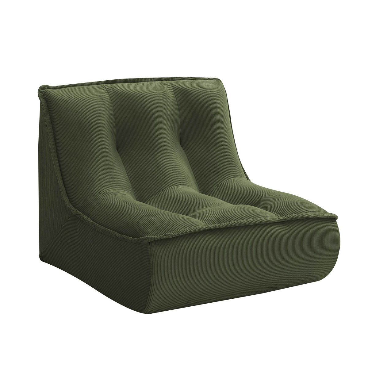 Fauteuils modulables en velours côtelé type chauffeuse - Lot de 3, LIZY vert, OVIALA