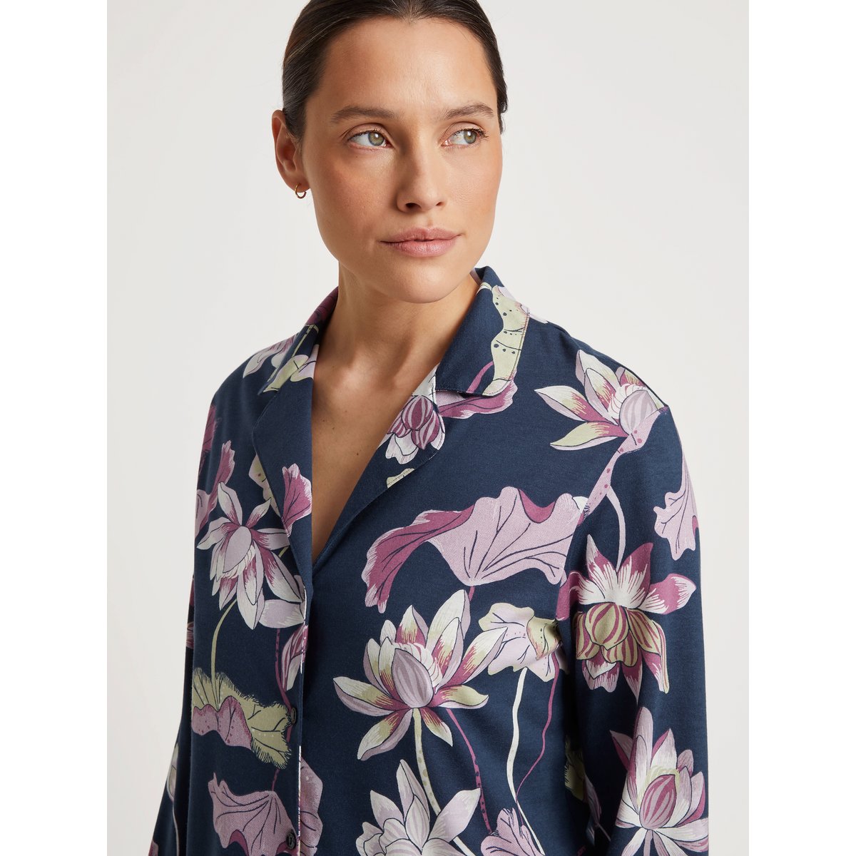 T-shirt à manches longues, boutonné de part en part manches longues Modal FAVOURITES BOTANIC peacoat blue, CALIDA