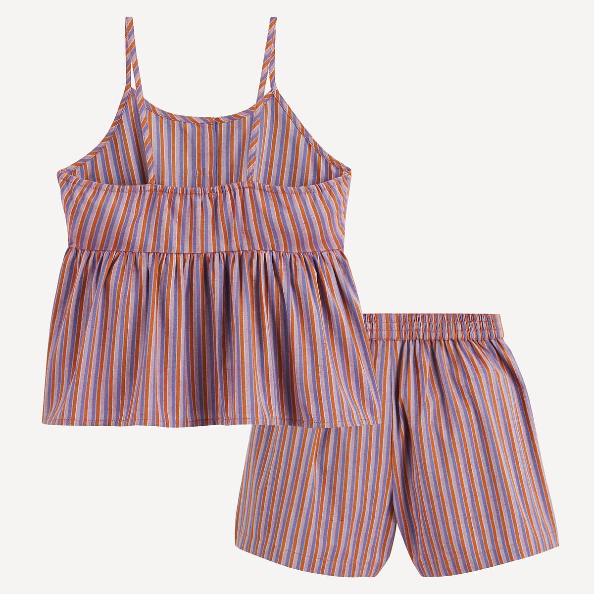 Striped 2-Piece Bikini Top with Straps and Shorts Set striped, LA REDOUTE COLLECTIONS