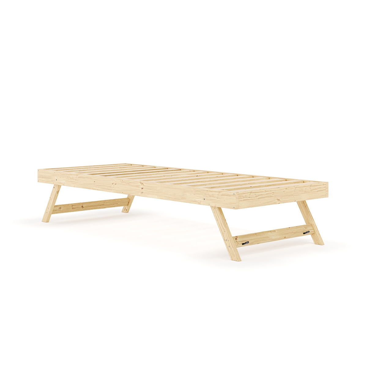 Pack lit gigogne avec 2 matelas Bois massif LUPIN noisette, AKITEN RETAIL