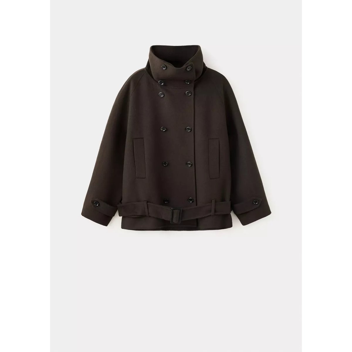 Veste laine double boutonnage chocolat, MANGO