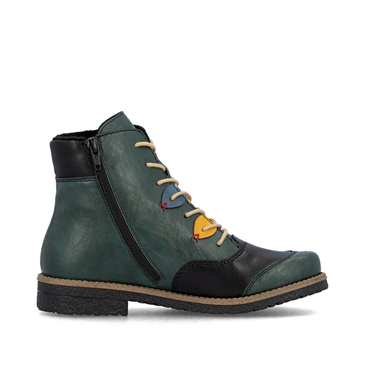 Bottines à talon décroché bas avec un zip et des lacets ronds multi, RIEKER