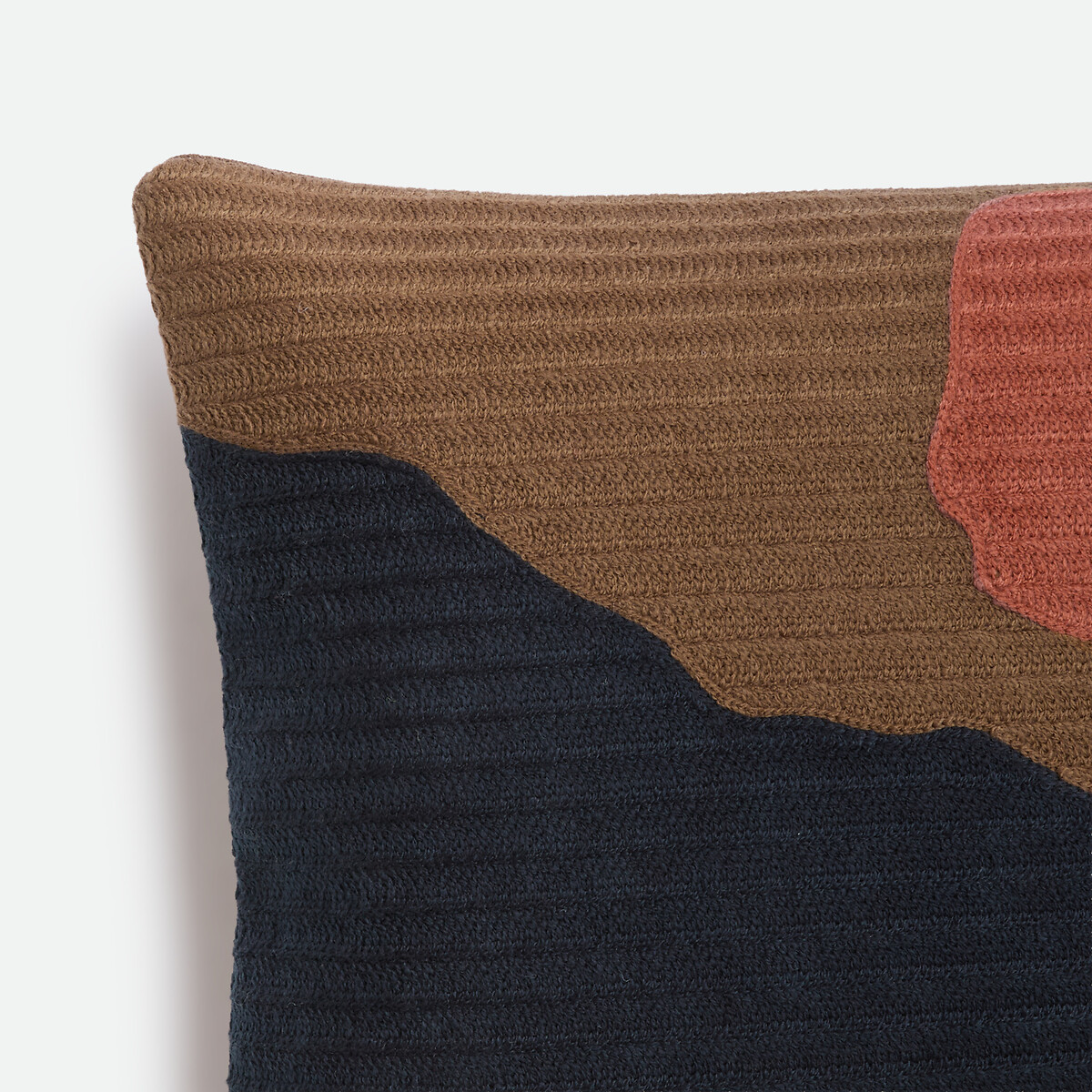 Housse de coussin brodée, rectangulaire, coton, JERAPAH marron, LA REDOUTE INTERIEURS