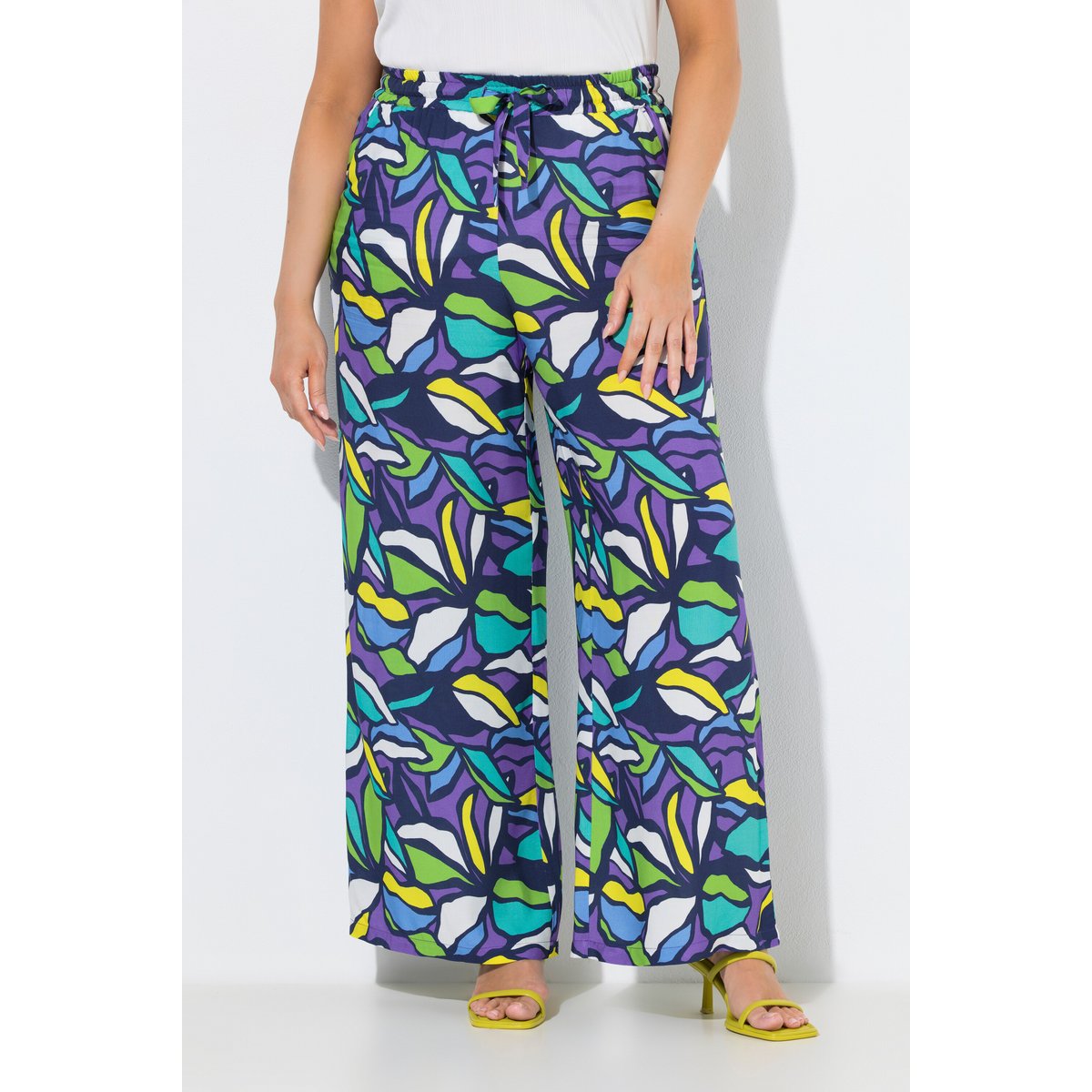 Pantalon motif feuilles violet, ULLA POPKEN