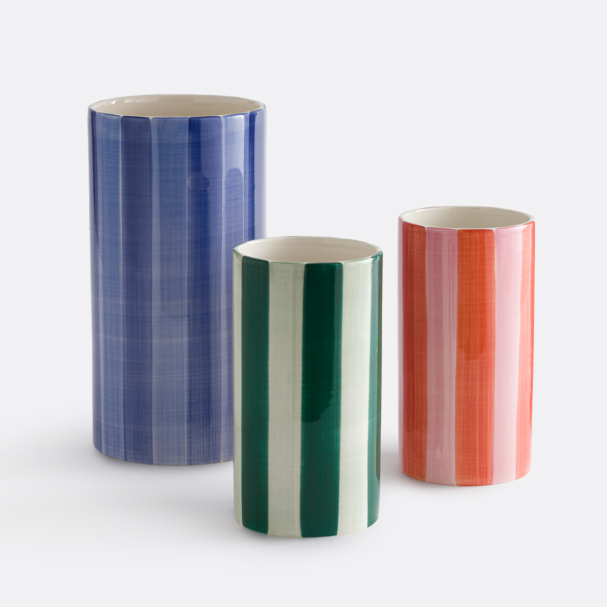Vase en céramique, à rayures, hauteur 25 cm, JAOMA bleu, LA REDOUTE INTERIEURS