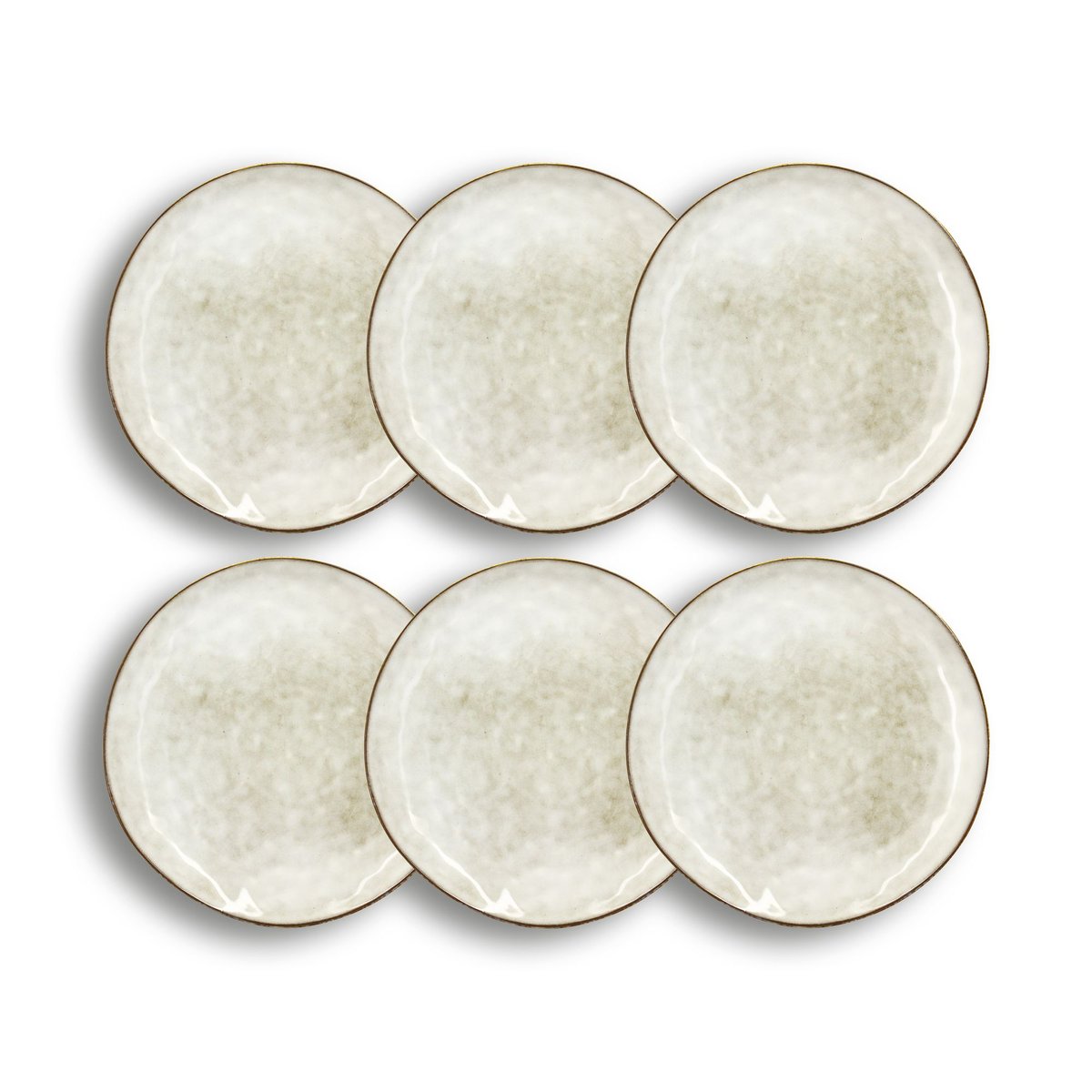 Lot de 6 assiettes plates en grès 27,5cm, BORAL beige, OGO LIVING