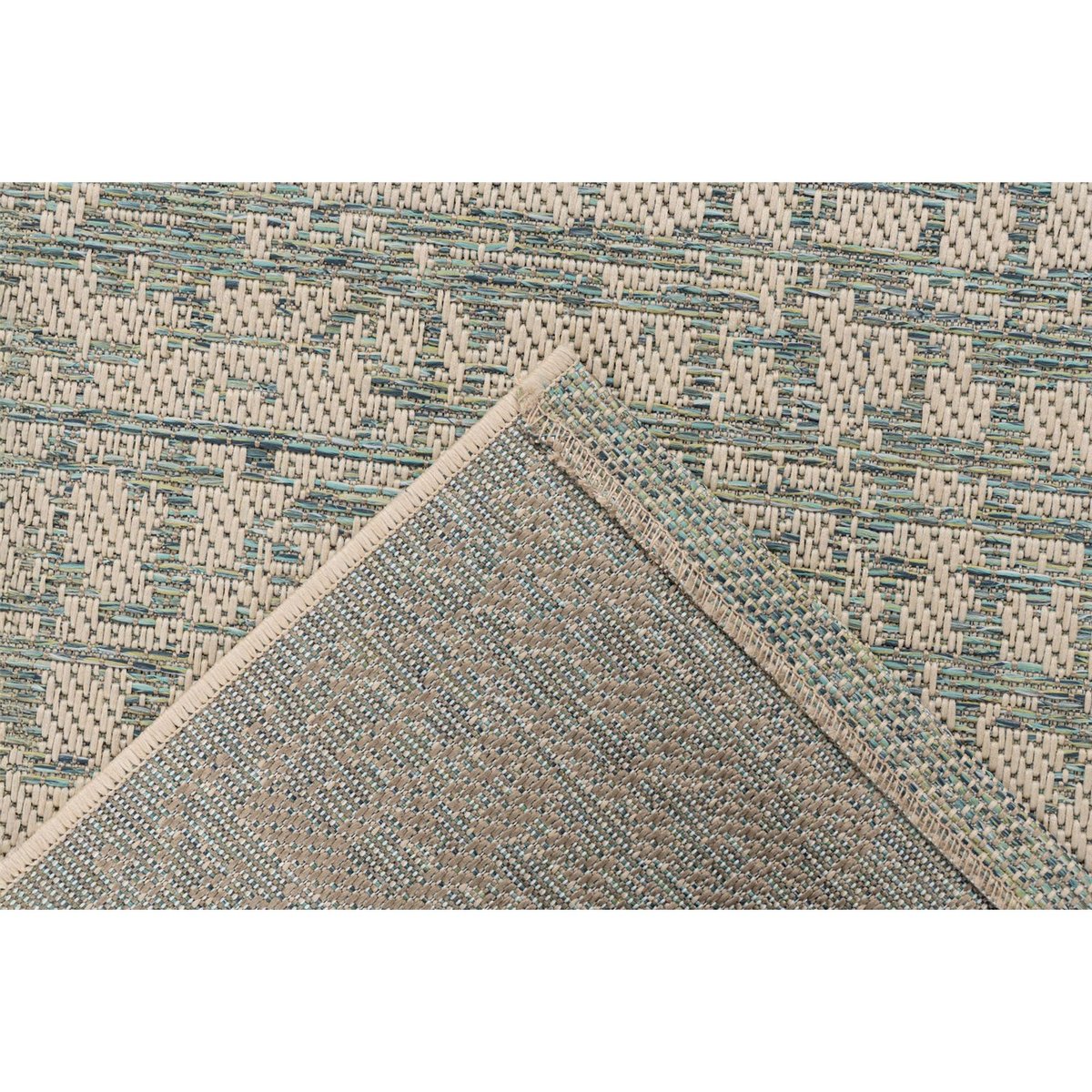 Tapis rectangulaire, Tribal bleu vert sur fond beige, ARTE ESPINA