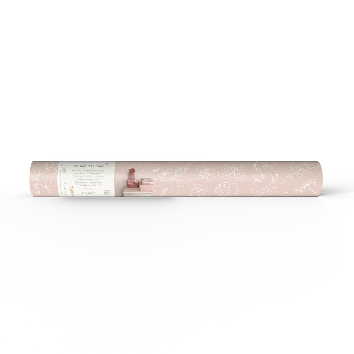 Papier peint pour enfant Petits animaux de la forêt rose vintage, blanc cassé, LITTLE DUTCH