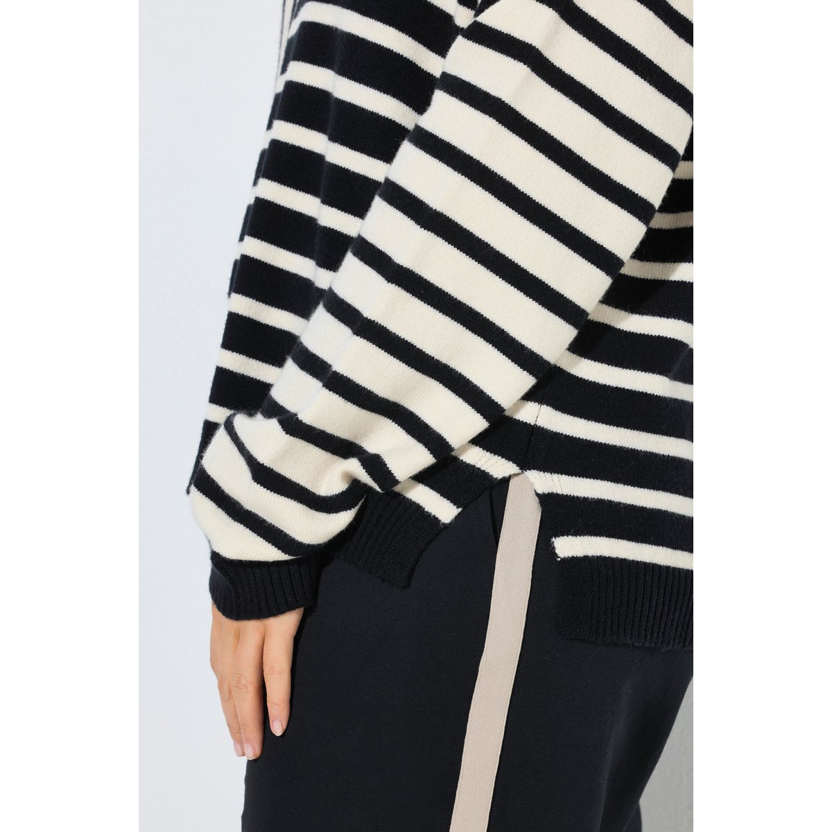 Pull oversize, jeu de rayures noir, ULLA POPKEN