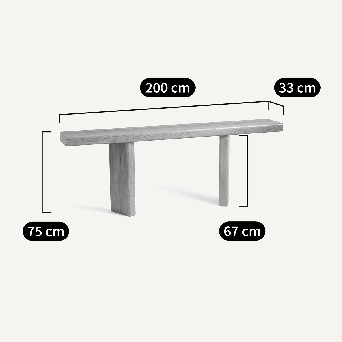 Console chêne et plaqué L200 cm, Olaga chêne naturel, AM.PM