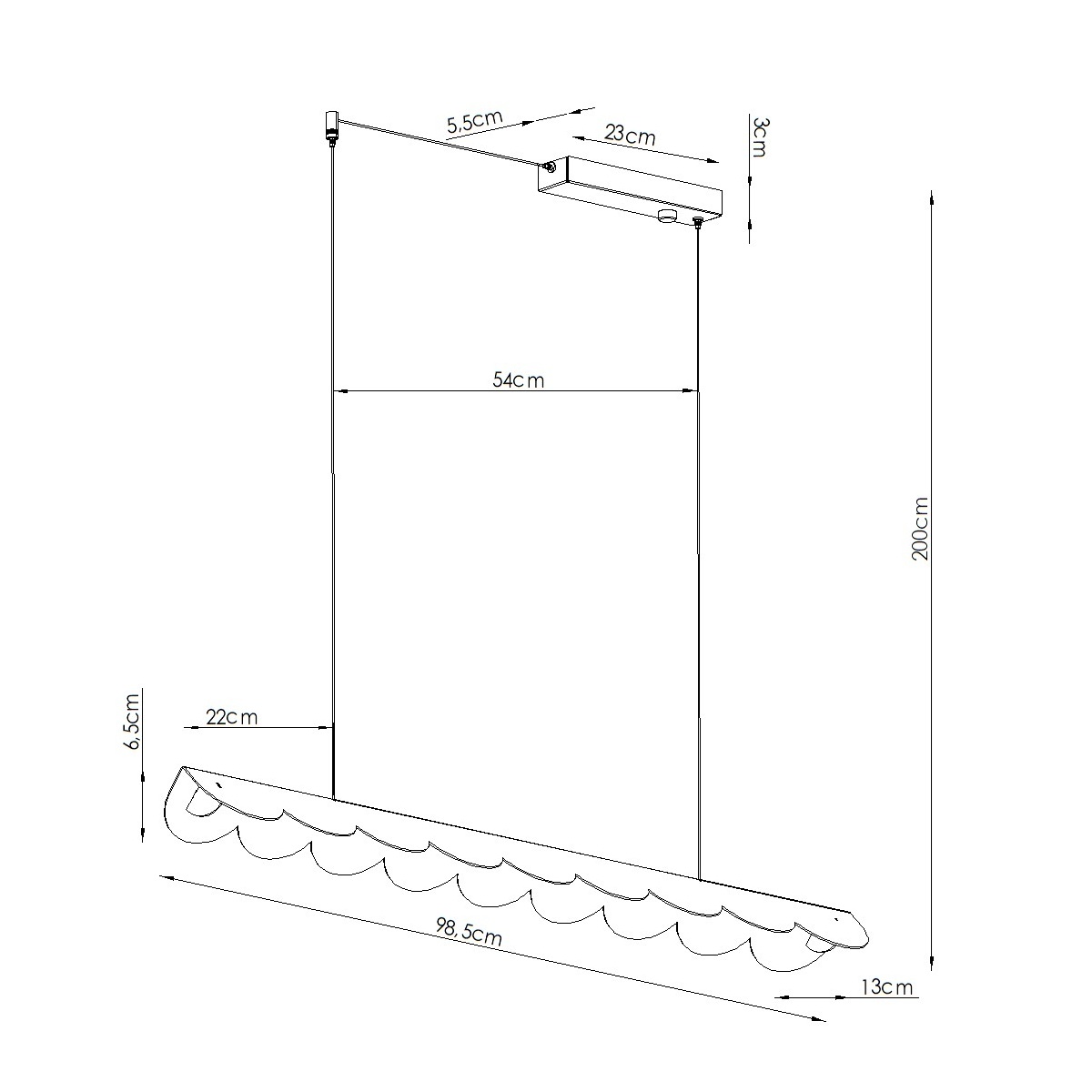 Suspension Aluminium Noir LED 1 Biscuit noir, EDEN