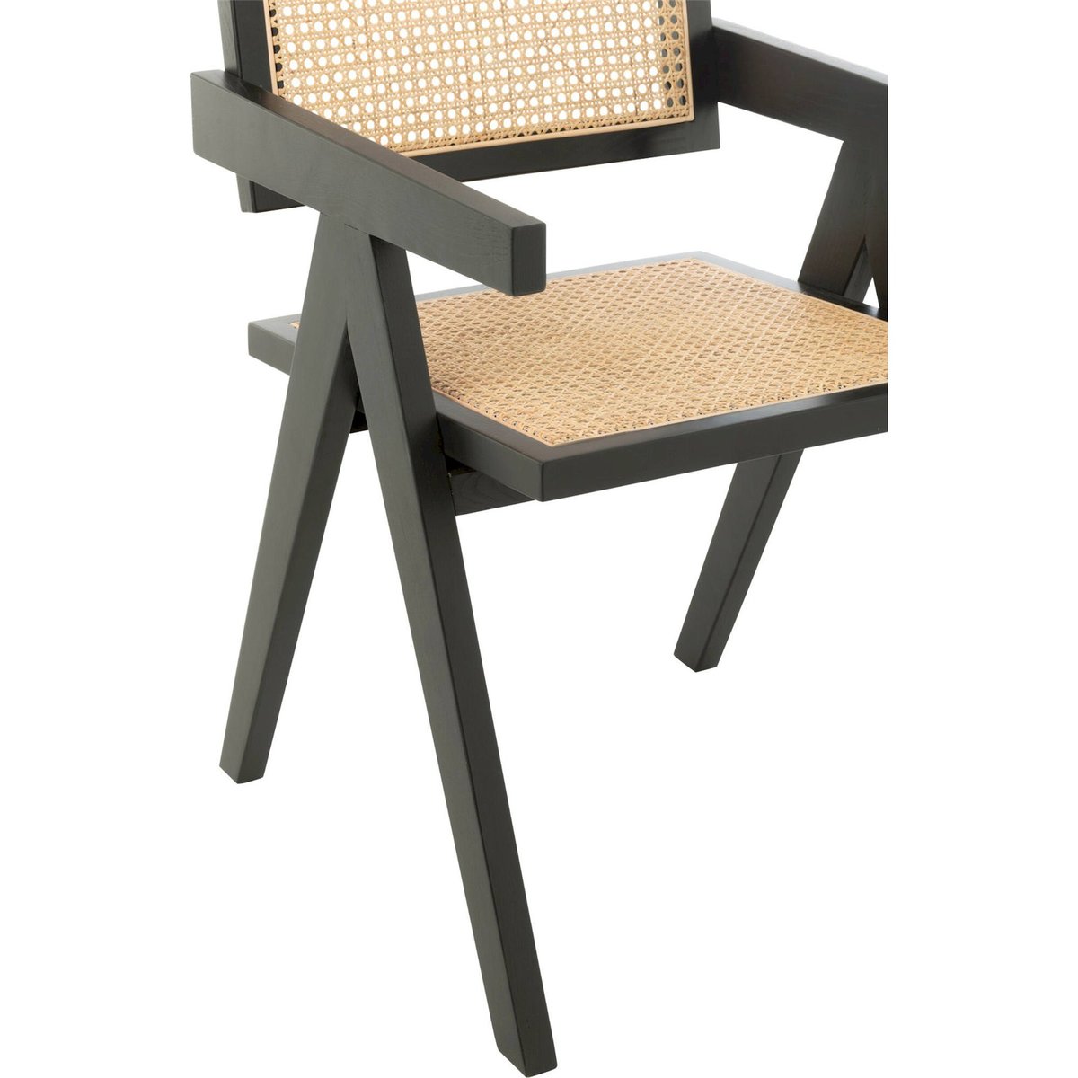 Chaise en frêne et rotin noir et rotin naturel, RECOLLECTION