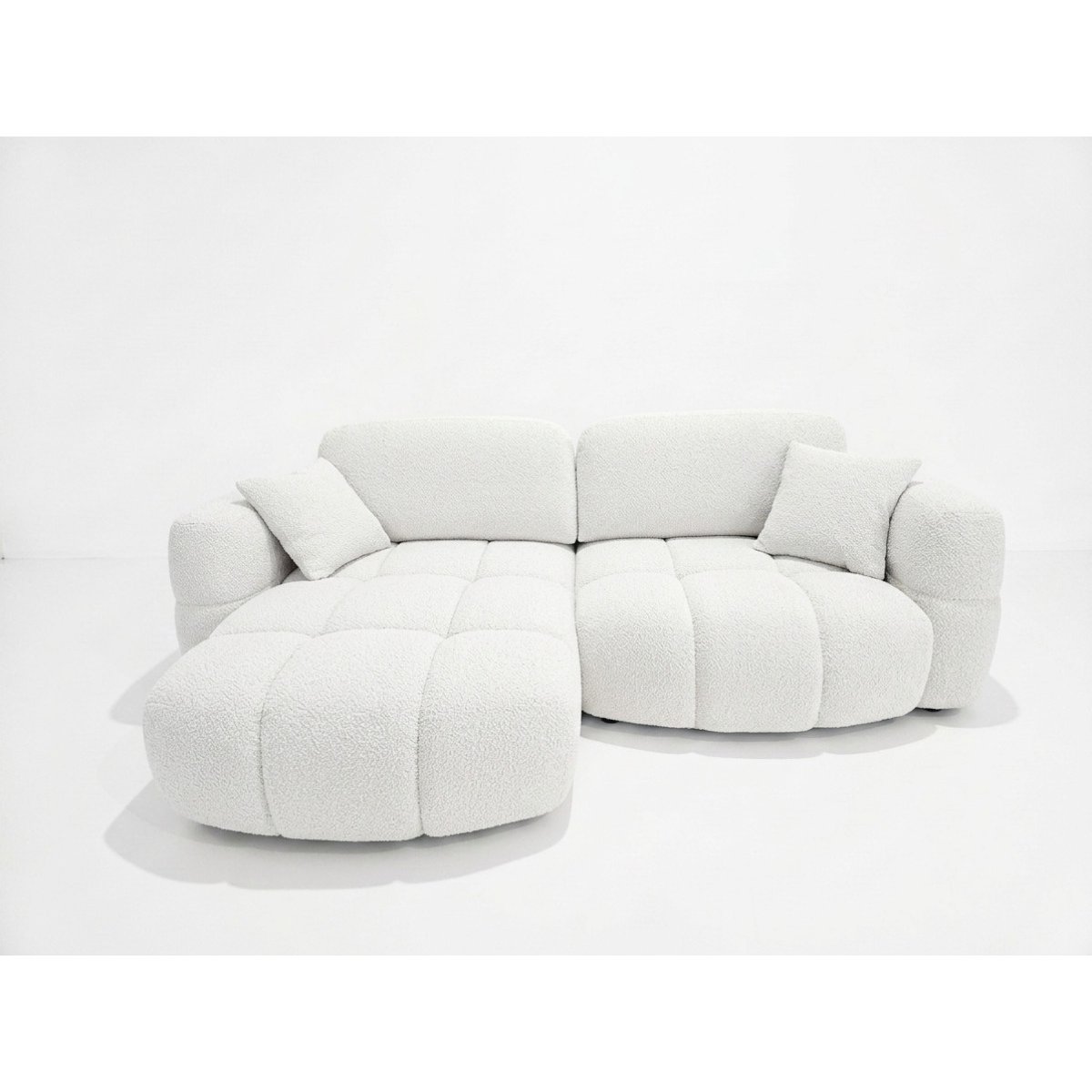 Canapé d'angle convertible 2,5 places en tissu, MADISON blanc, BOBOCHIC