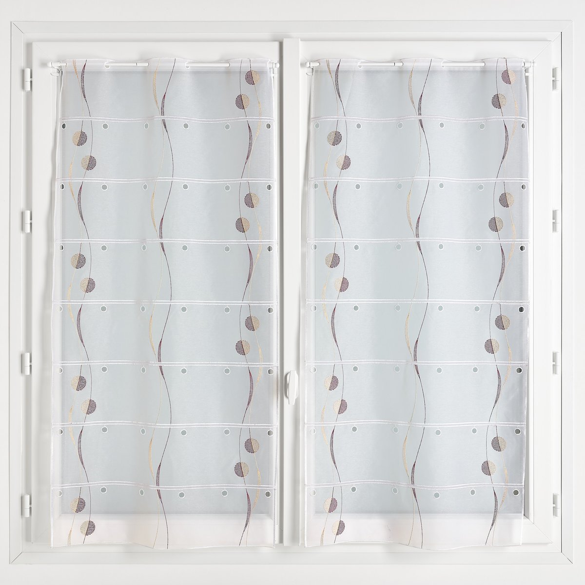 Modulable brodé avec motifs ronds et vagues - QABANE bordeaux, HOME MAISON
