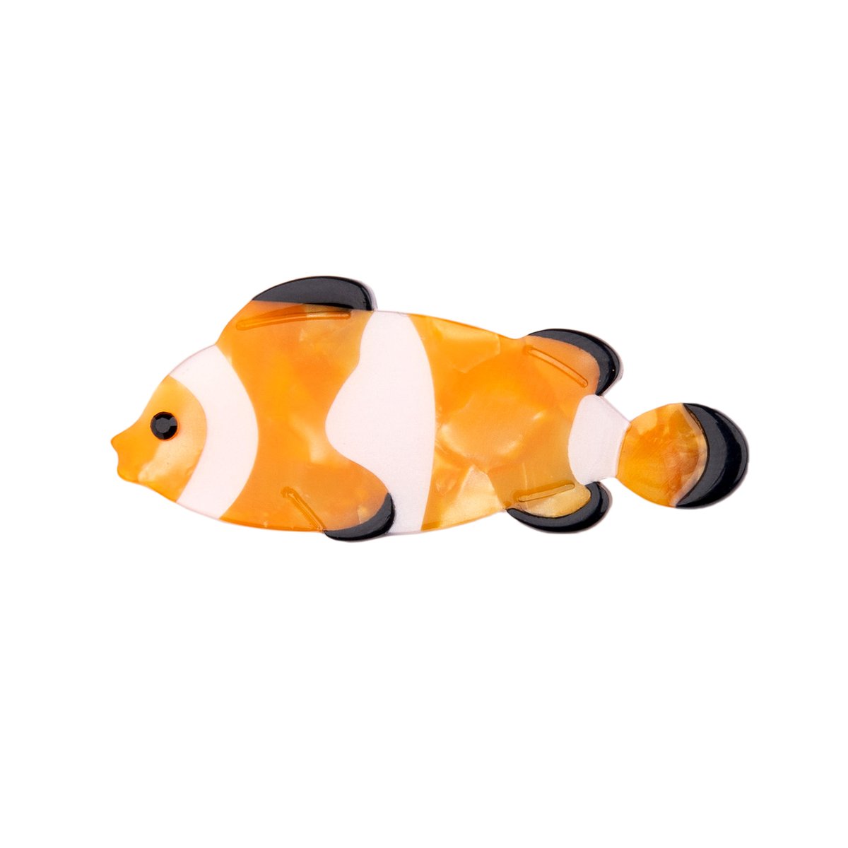 Barrette POISSON CLOWN rayé orange, blanc et noir, COUCOU SUZETTE
