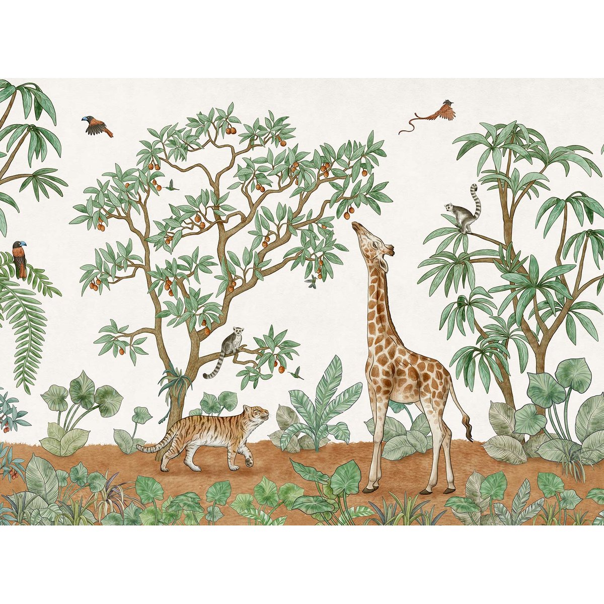 Papier peint panoramique petit dejeuner de girafe intissé, HEXOA