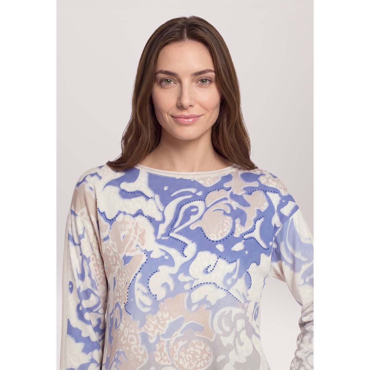 Haut casual à cordon coulissant sous tunnel bleu/beige, BETTY BARCLAY